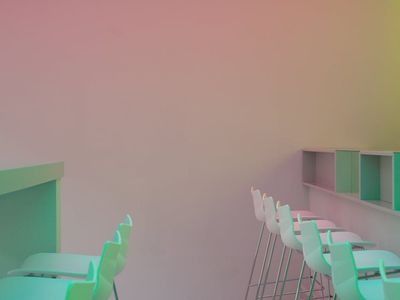 Minimalist training room with neon pink accents